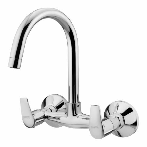 Sink Mixer Wall Mounted with Long Swinging Spout Chrome